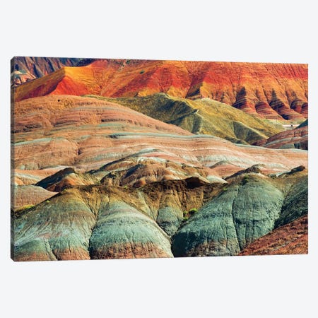 Colorful mountains in Zhangye National Geopark, Zhangye, Gansu Province, China Canvas Print #KES112} by Keren Su Canvas Print