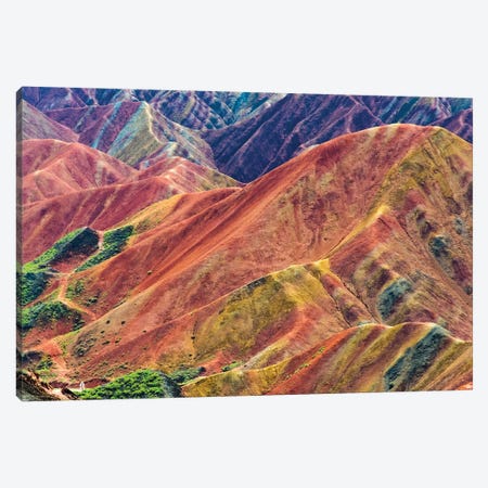 Colorful mountains in Zhangye National Geopark, Zhangye, Gansu Province, China Canvas Print #KES113} by Keren Su Canvas Art Print