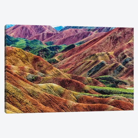 Colorful mountains in Zhangye National Geopark. Zhangye, Gansu Province, China. Canvas Print #KES114} by Keren Su Canvas Artwork