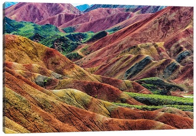 Colorful mountains in Zhangye National Geopark. Zhangye, Gansu Province, China. Canvas Art Print - China Art