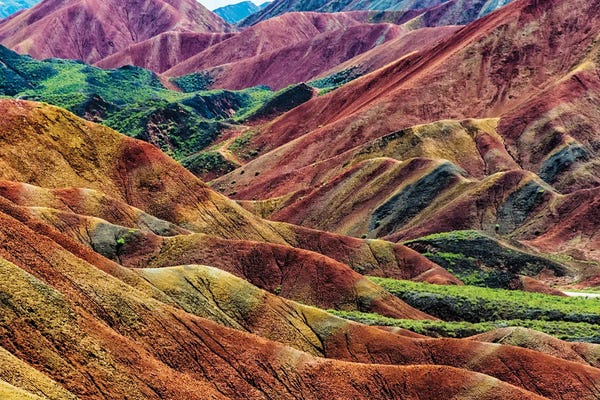 China: Colorful mountains in Zhangye National Geopark. Zhangye, Gansu Province, China. by Keren Su
