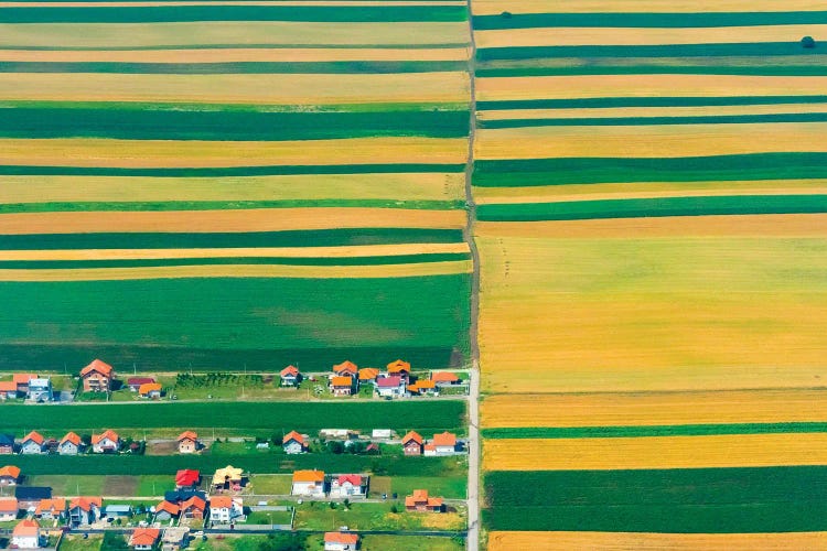 Aerial view of farmland, Belgrade, Serbia