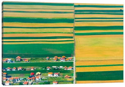 Aerial view of farmland, Belgrade, Serbia Canvas Art Print