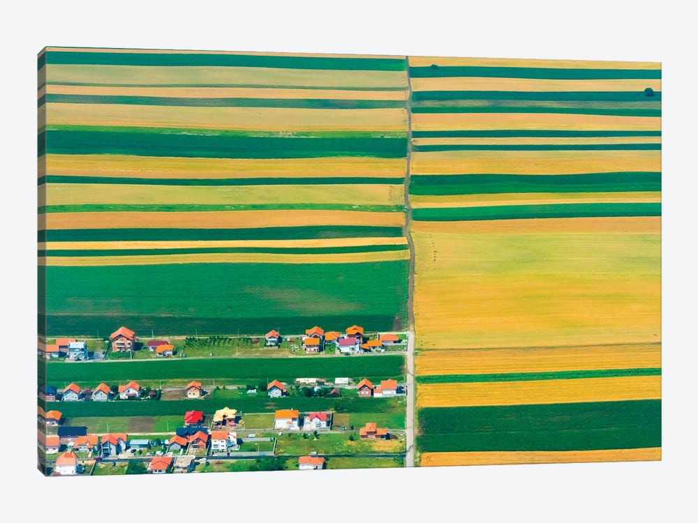 Aerial view of farmland, Belgrade, Serbia by Keren Su 1-piece Canvas Print