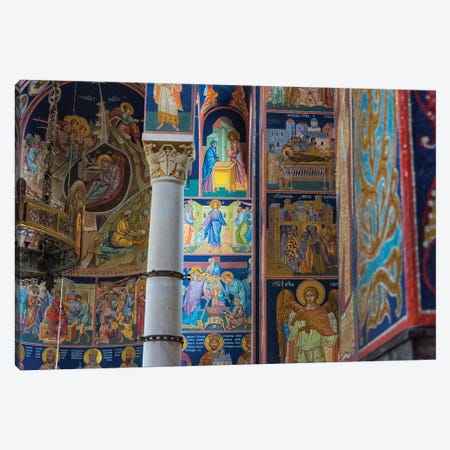 Mosaic painting inside Oplenac Royal Mausoleum, also known as Saint George's Church, Topola, Serbia. Canvas Print #KES116} by Keren Su Canvas Artwork