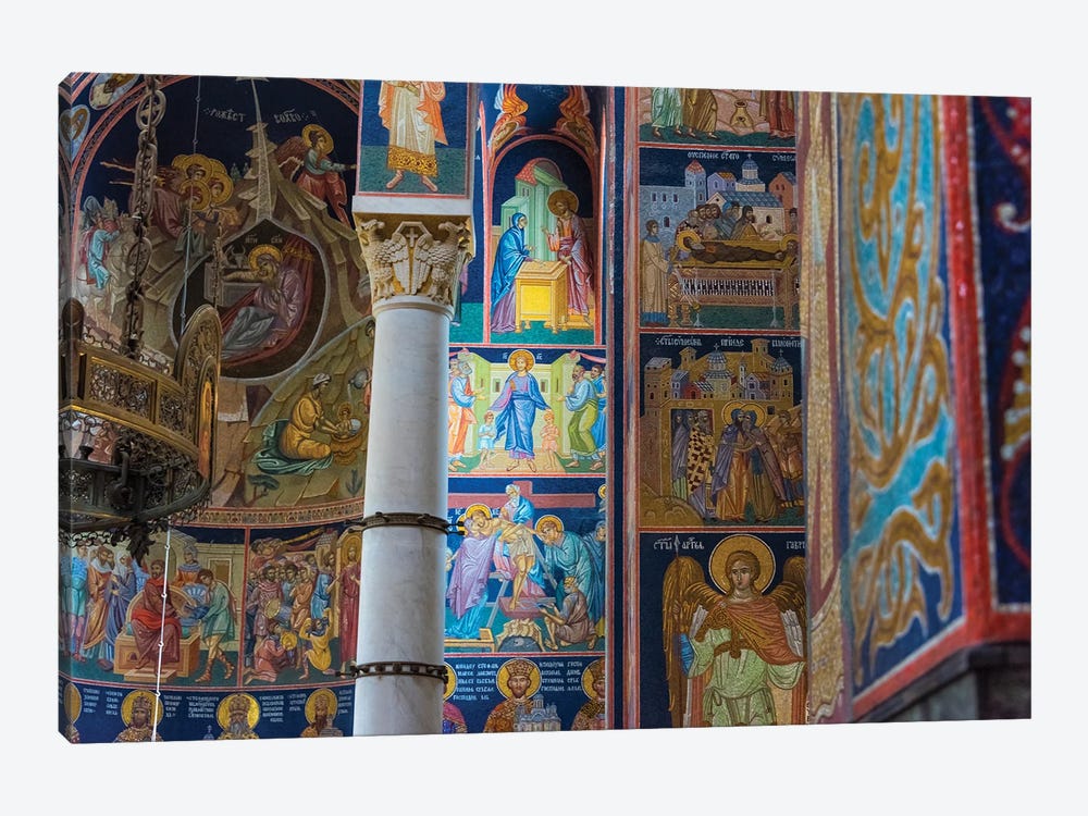Mosaic painting inside Oplenac Royal Mausoleum, also known as Saint George's Church, Topola, Serbia. by Keren Su 1-piece Canvas Wall Art
