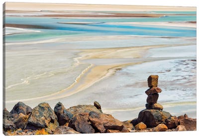 Laguna Salar de Talar with rock pile, San Pedro de Atacama, Antofagasta Region, Chile Canvas Art Print - Chile