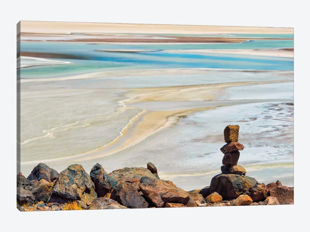 Laguna Salar de Talar with rock pile, San Pedro de Atacama, Antofagasta Region, Chile by Keren Su 1-piece Canvas Art Print