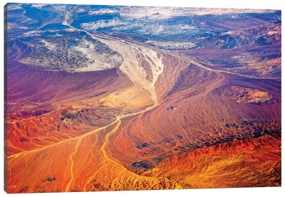 Aerial view of land pattern on Atacama Desert, Chile Canvas Art Print - Chile Art