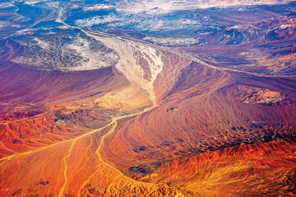 Keren Su: Aerial view of land pattern on Atacama Desert, Chile by Keren Su