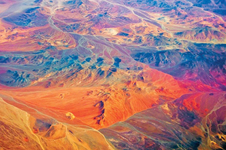 Aerial view of land pattern on Atacama Desert, Chile