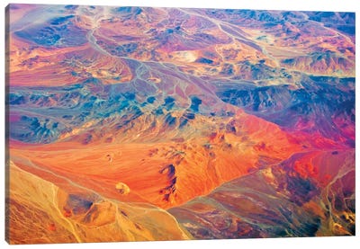 Aerial view of land pattern on Atacama Desert, Chile Canvas Art Print