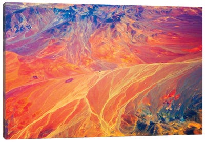 Aerial view of land pattern on Atacama Desert, Chile. Canvas Art Print - Chile Art