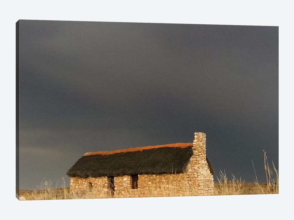 A stone house on the desert. Kgalagadi Transfrontier Park, South Africa by Keren Su 1-piece Canvas Art Print