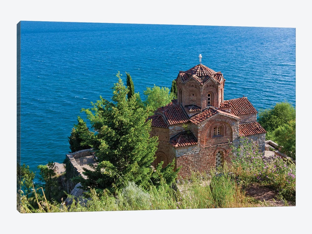 Church of St. John the Theologian at Kaneo on the shores of Lake Ohrid, Republic of Macedonia by Keren Su 1-piece Canvas Print