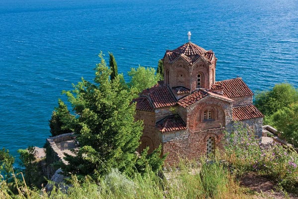 Keren Su: Church of St. John the Theologian at Kaneo on the shores of Lake Ohrid, Republic of Macedonia by Keren Su