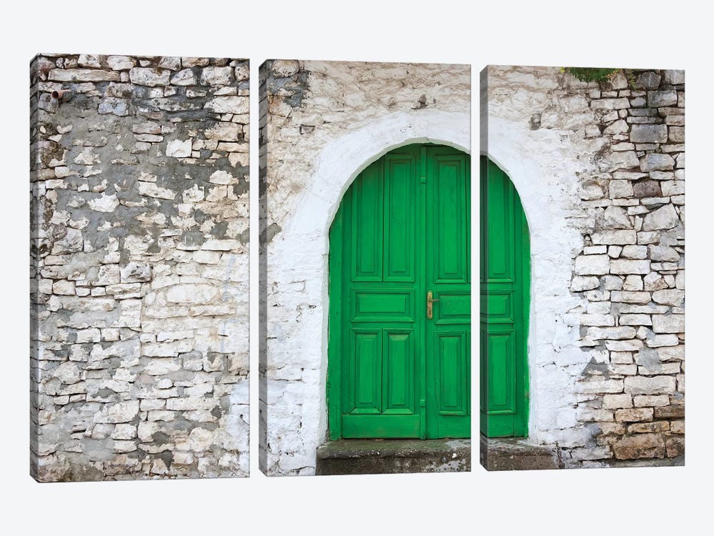 Door of an old house, Berat, Albania by Keren Su 3-piece Canvas Art