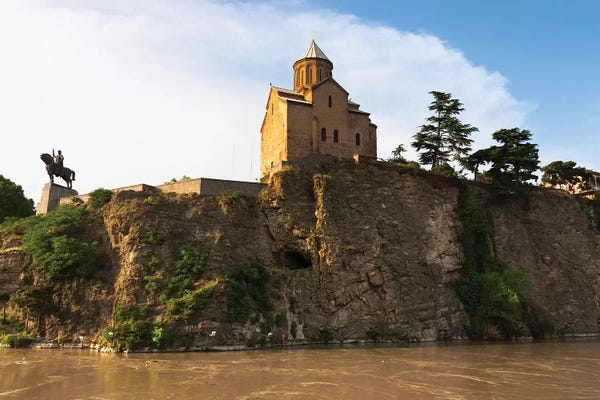 Keren Su: Metekhi Church by Mt'k'vari (Kura) River. Tbilisi, Georgia. by Keren Su