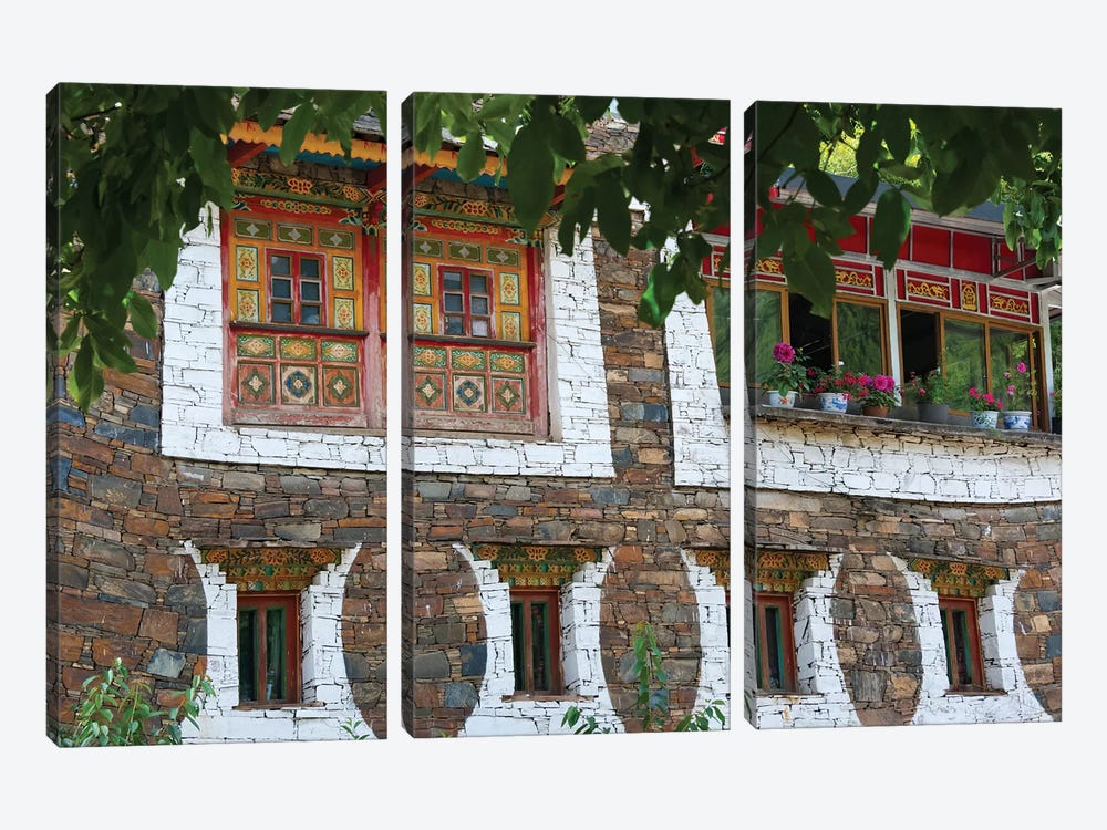 Old house in Zhuokeji Headman's Village, Ngawa Tibetan and Qiang Autonomous Prefecture, China by Keren Su 3-piece Canvas Artwork