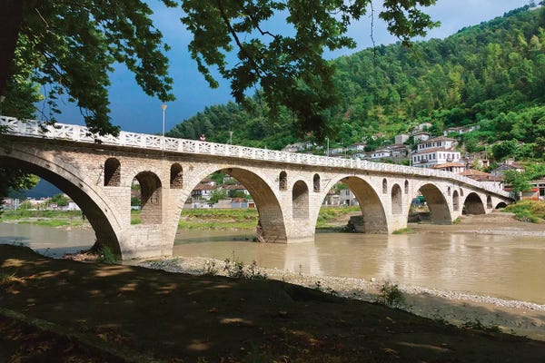Keren Su: Stone bridge over River Osum, Berat, Albania by Keren Su