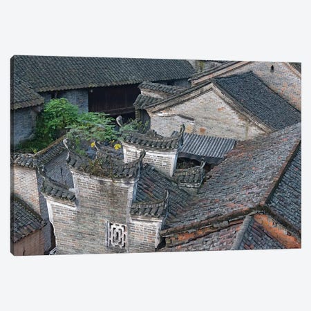 Tiled roofs of traditional houses, Longtan Ancient Village, Yangshuo, Guangxi, China Canvas Print #KES51} by Keren Su Canvas Wall Art
