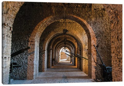 Tunnel inside the castle of Gjirokaster in the mountain, Albania Canvas Art Print - Castle & Palace Art