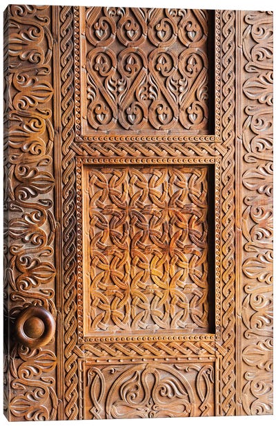 Wooden door, Holy Trinity Cathedral of Tbilisi, also known as Sameba, Tbilisi, Georgia Canvas Art Print - Door Art
