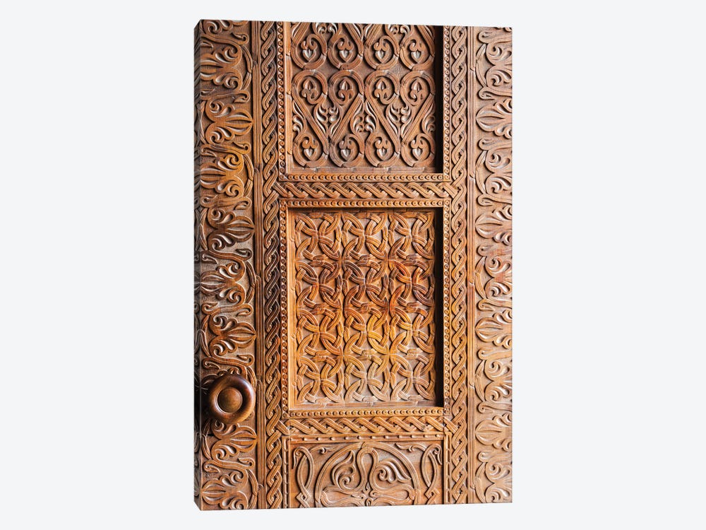 Wooden door, Holy Trinity Cathedral of Tbilisi, also known as Sameba, Tbilisi, Georgia by Keren Su 1-piece Canvas Art Print
