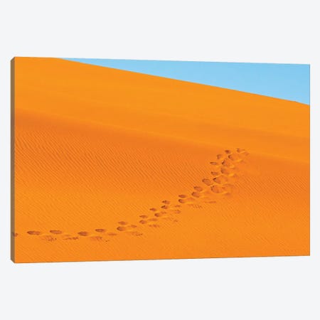 Footprints on red sand dune in southern Namib Desert. Sossusvlei, Namib-Naukluft NP, Namibia Canvas Print #KES72} by Keren Su Canvas Wall Art