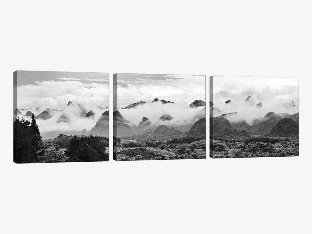 Limestone hills in mist, Xingping, Yangshuo, Guangxi, China by Keren Su 3-piece Canvas Art