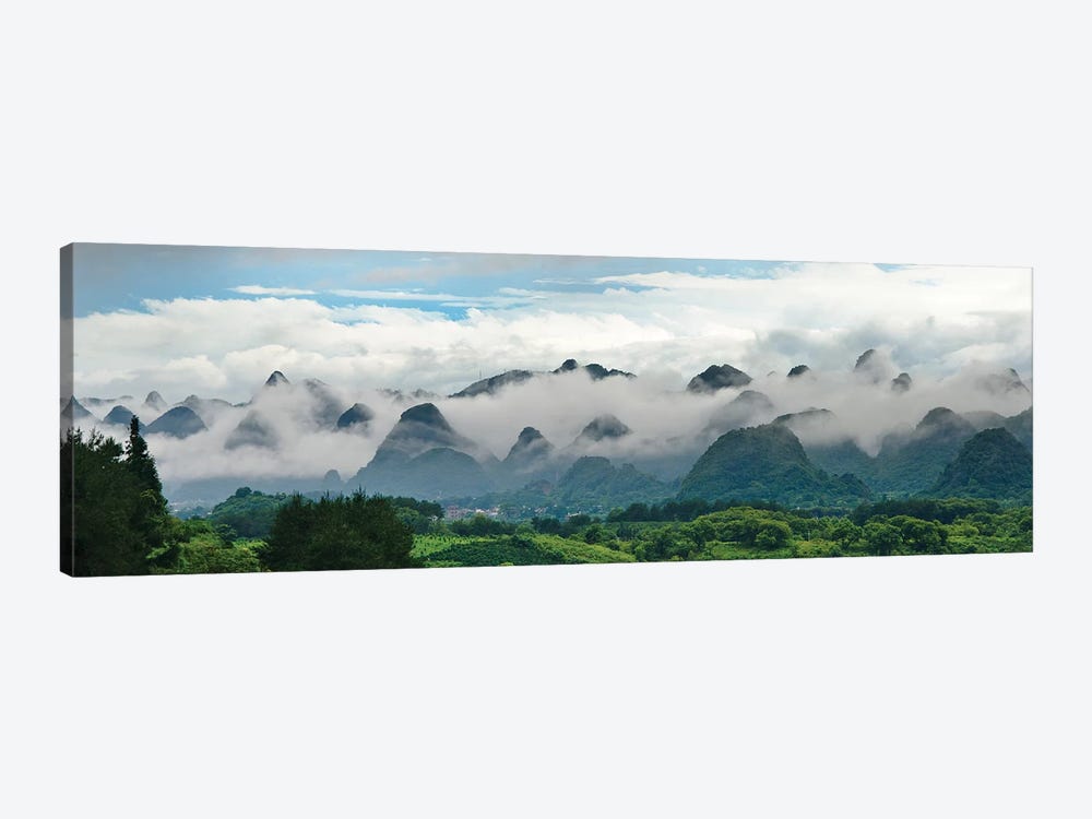 Limestone hills in mist, Xingping, Yangshuo, Guangxi, China by Keren Su 1-piece Canvas Print