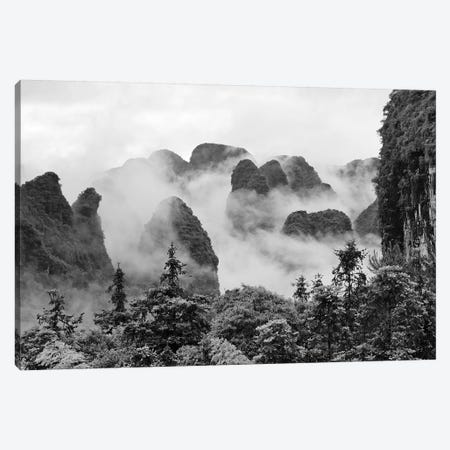 Limestone hills in mist, Yangshuo, Guangxi, China Canvas Print #KES80} by Keren Su Canvas Art Print