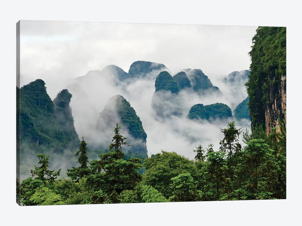 Limestone hills in mist, Yangshuo, Guangxi, China by Keren Su 1-piece Canvas Artwork