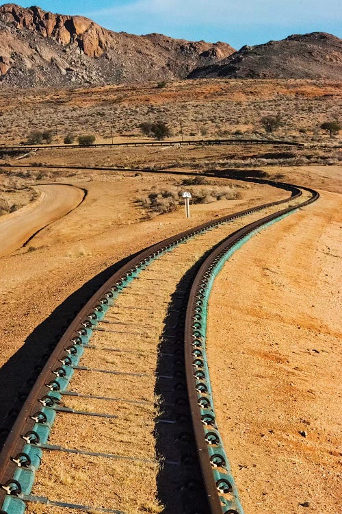 Railway tracks through southern Namib Desert, Karas Region, Namibia