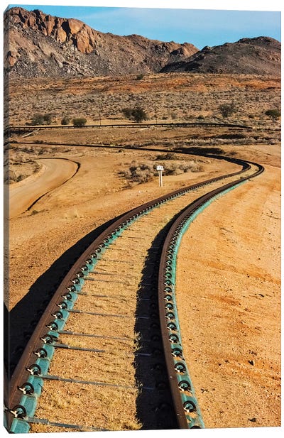 Railway tracks through southern Namib Desert, Karas Region, Namibia Canvas Art Print - Namibia