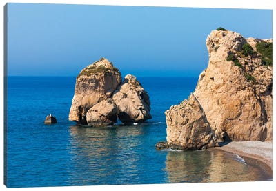The rock of Aphrodite in the Mediterranean, Paphos (Pafos), Republic of Cyprus Canvas Art Print