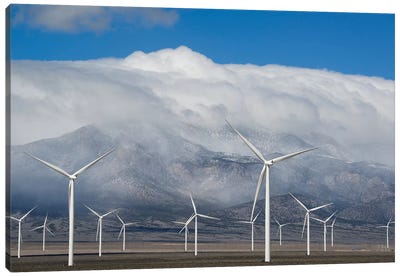 Wind Turbines, Schell Creek Range, Nevada Canvas Art Print - Watermill & Windmill Art