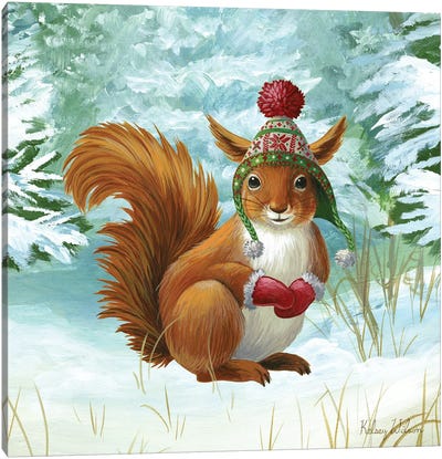 Winterscape IV-Squirrel Canvas Art Print