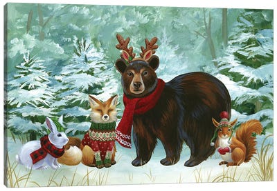 Winterscape landscape Canvas Art Print - Squirrel Art
