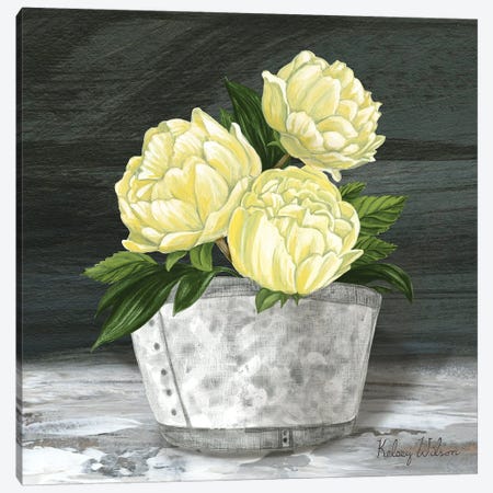 Farmhouse Garden Square-Peonies Canvas Print #KEW33} by Kelsey Wilson Canvas Wall Art