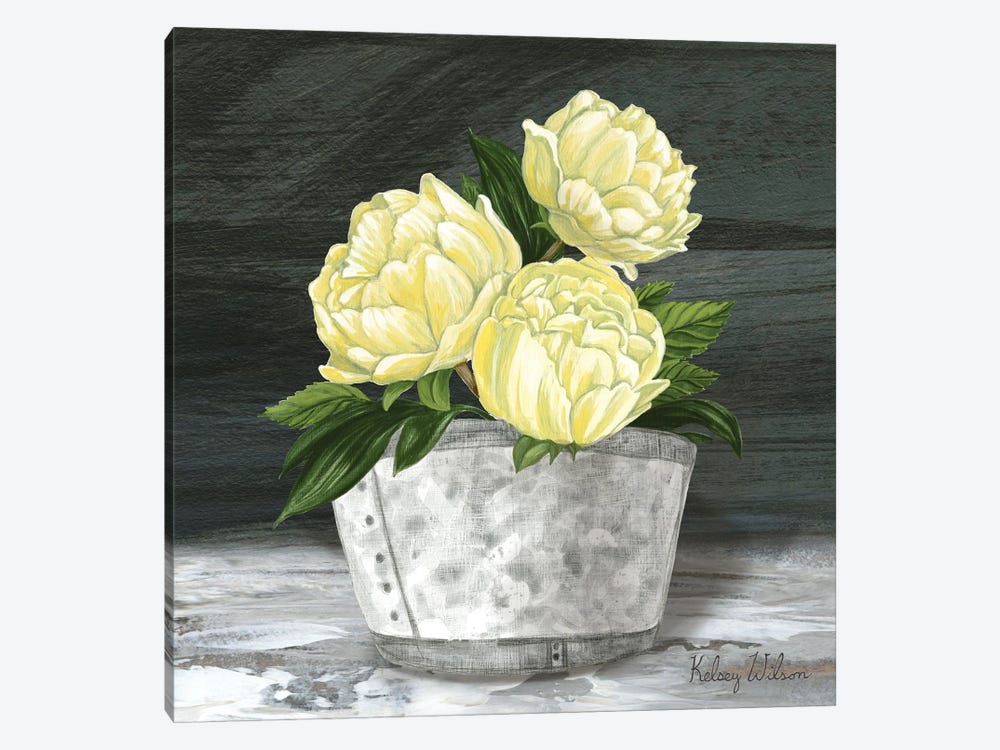 Farmhouse Garden Square-Peonies by Kelsey Wilson 1-piece Canvas Art