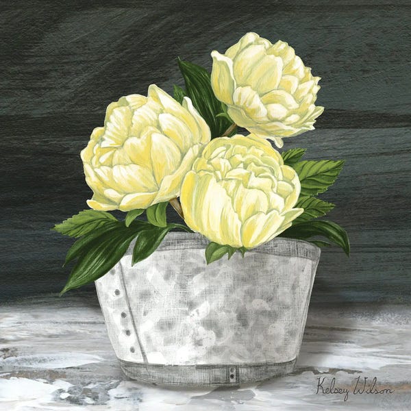 Kelsey Wilson: Farmhouse Garden Square-Peonies by Kelsey Wilson