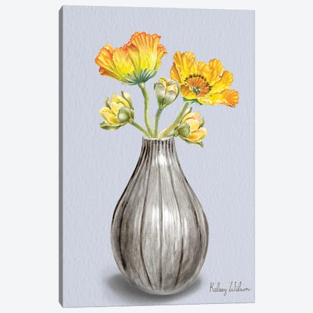 Poppies In Vase II Canvas Print #KEW35} by Kelsey Wilson Art Print