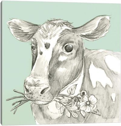 Watercolor Pencil Farm Color II-Cow Canvas Art Print