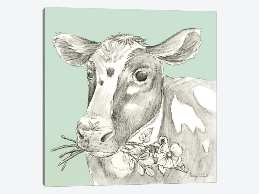 Watercolor Pencil Farm Color II-Cow by Kelsey Wilson 1-piece Art Print