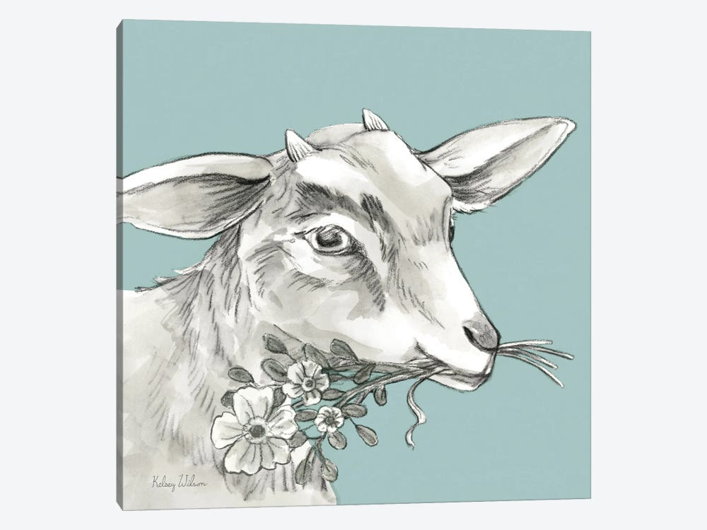 Watercolor Pencil Farm Color IV-Goat by Kelsey Wilson 1-piece Canvas Wall Art