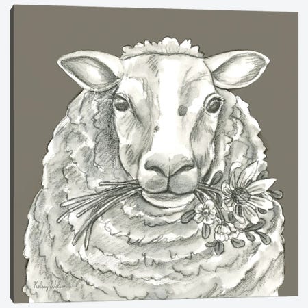 Watercolor Pencil Farm Color IX-Sheep Canvas Print #KEW40} by Kelsey Wilson Canvas Print