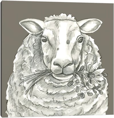 Watercolor Pencil Farm Color IX-Sheep Canvas Art Print