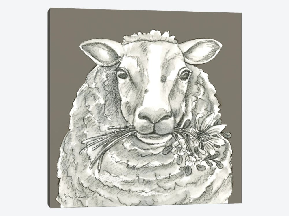 Watercolor Pencil Farm Color IX-Sheep by Kelsey Wilson 1-piece Canvas Artwork