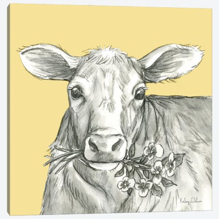 Watercolor Pencil Farm Color VIIi-Cow 2 Canvas Print #KEW41} by Kelsey Wilson Canvas Art Print